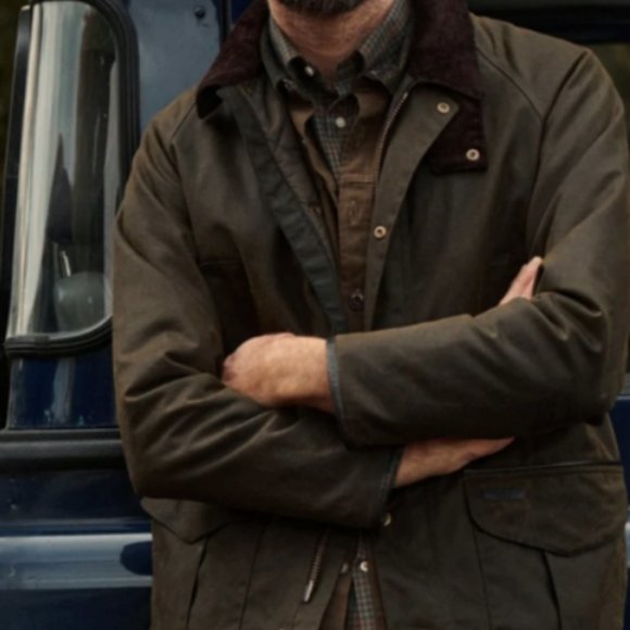BARBOUR STRATFORD WAX JACKET in Olive MSRP$460 Rare Find - Picture 4 of 9